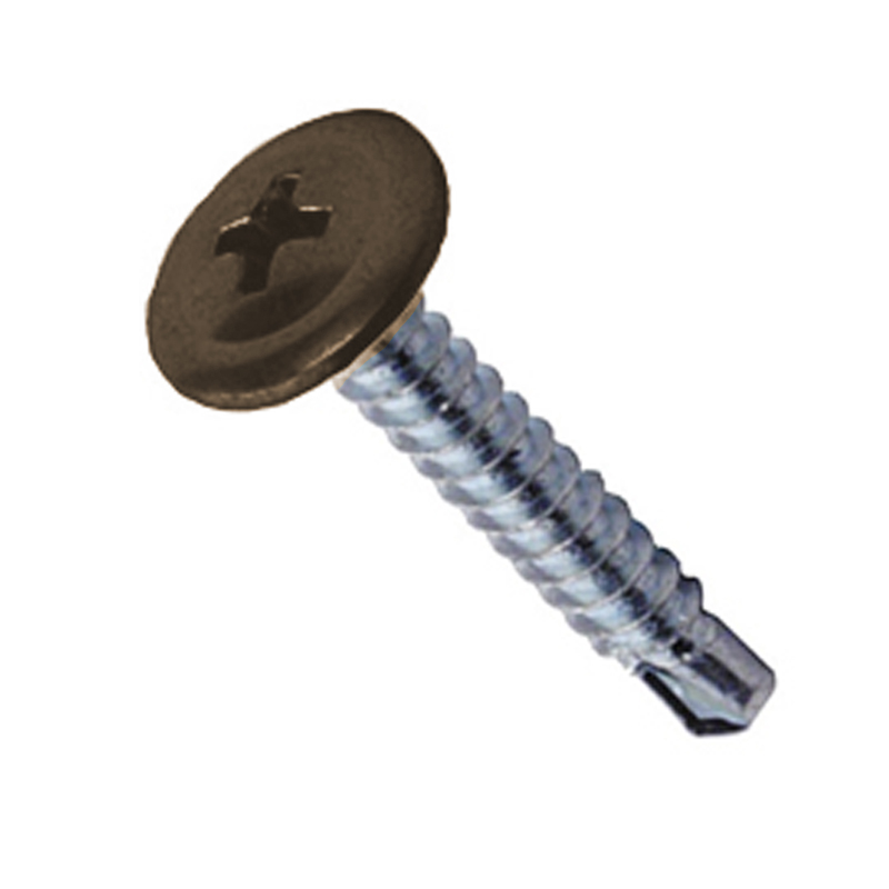 Саморез 4,2х16 RAL8017 коричневый шоколад с прессшайбой со сверлом