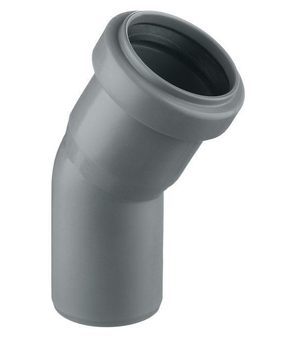 Отвод PP-H серый б/н Дн50х45гр в/к VALFEX