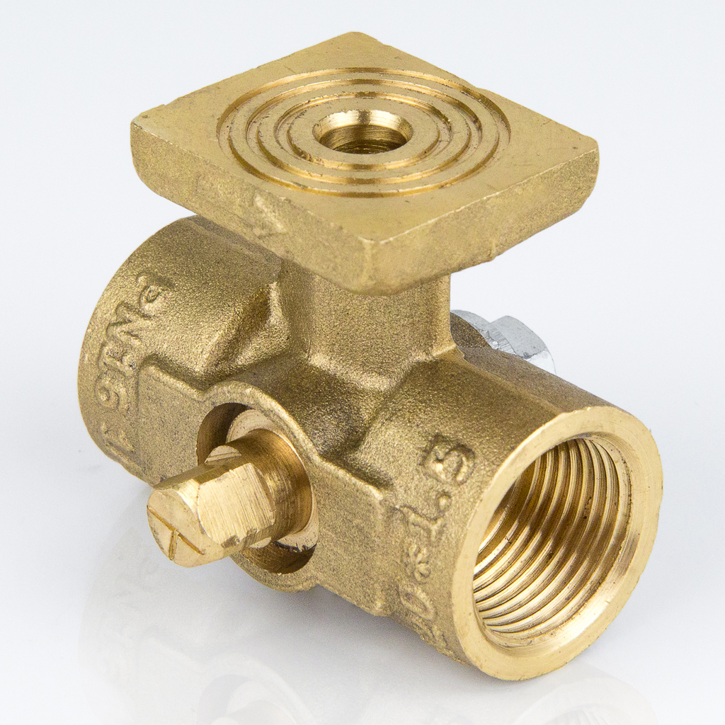 Кран 3-х ходовой латунь Ду15 Ру16 ВР M20х1,5 без рукоятки с фланцем Aquasfera 1061-01