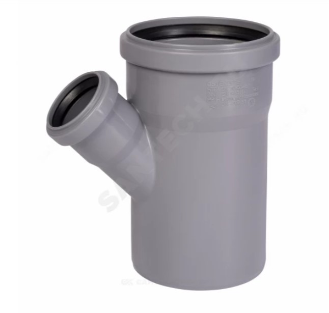 Тройник PP-H сер б/н Дн110х50х45гр перех в/к VALFEX 22110050