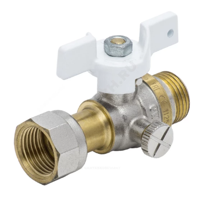 Кран для манометра 3-ходовой латунь 1125 Standard никель Ду 15 Ру40 НР/нак. гайка М20х1,5 Aquasfera 1125-03