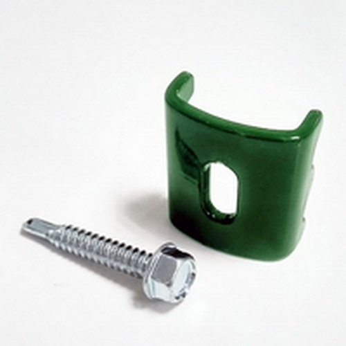Скоба оцинкованная с саморезом 6,3*38 RAL6005 (ЗЕЛЕНЫЙ)