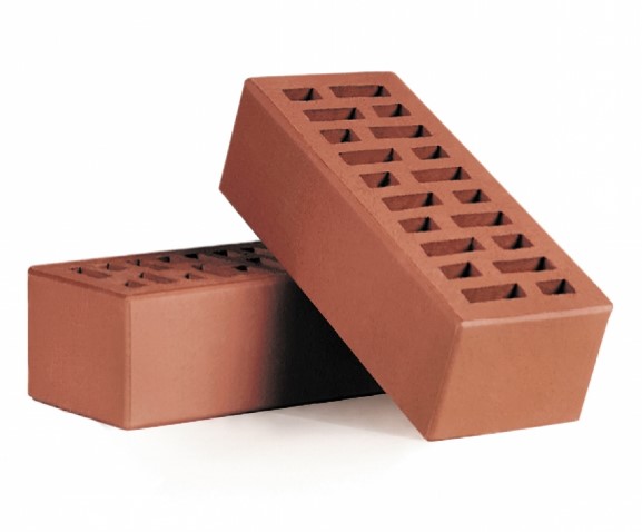 Кирпич рядовой пустотелый утолщенный КРПУ-150  (объемное окрашивание) темно-красный, КЕРАМИН