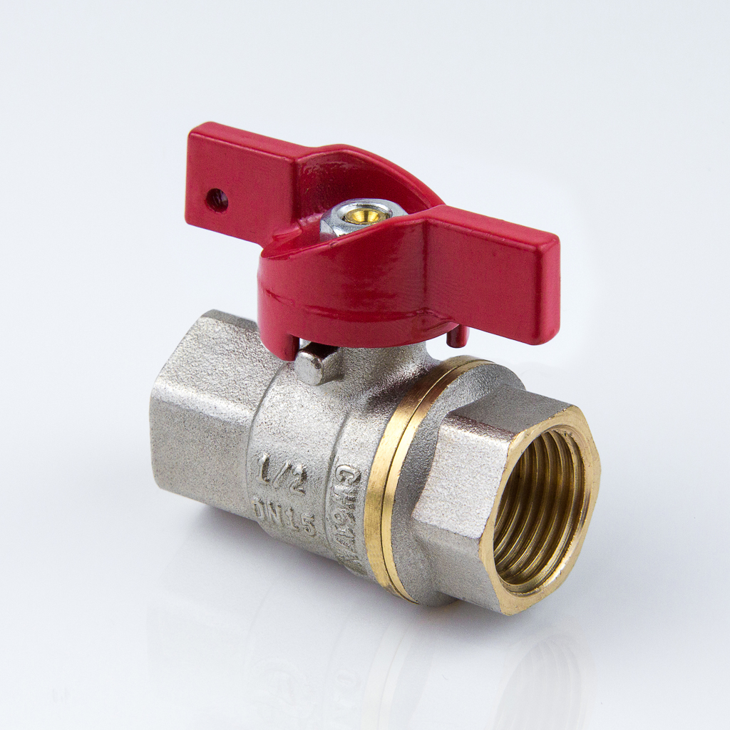 Кран шаровой латунь никель  Ду25 ВР бабочка Aquasfera 1002-03, РФ