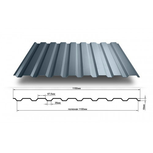 Профилированный лист МП-20х1100-A (ПЭ-01-7024-0,4) 1800Х1100 СЕРЫЙ ГРАФИТ 