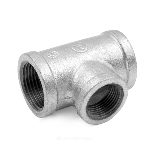 Тройник чугунный переходной оцинкованный Ду25х20 Fittex PLUS