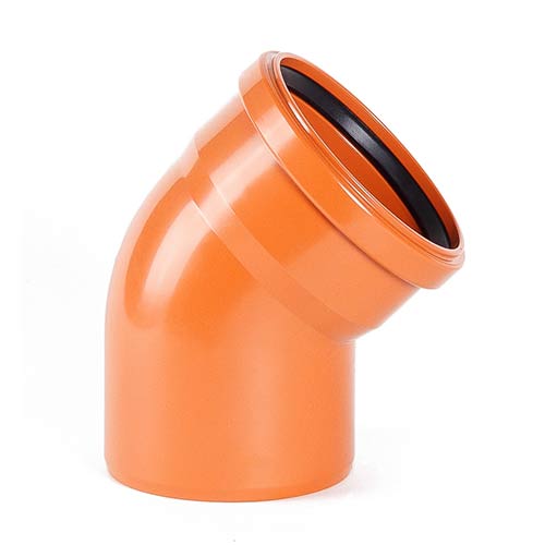 Отвод НПВХ с раструбом коричневый б/н Дн110х45 в/к