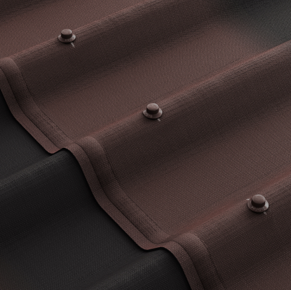 Лист кровельный Ондулин Tile х5 SR-130 с тенью 3D (Коричневый) 1,95х0,96, РФ