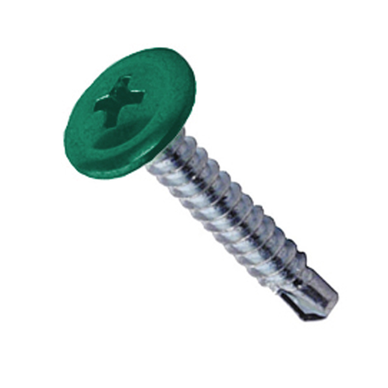 Саморез 4,2х16 RAL6005 зеленый мох с прессшайбой со сверлом 