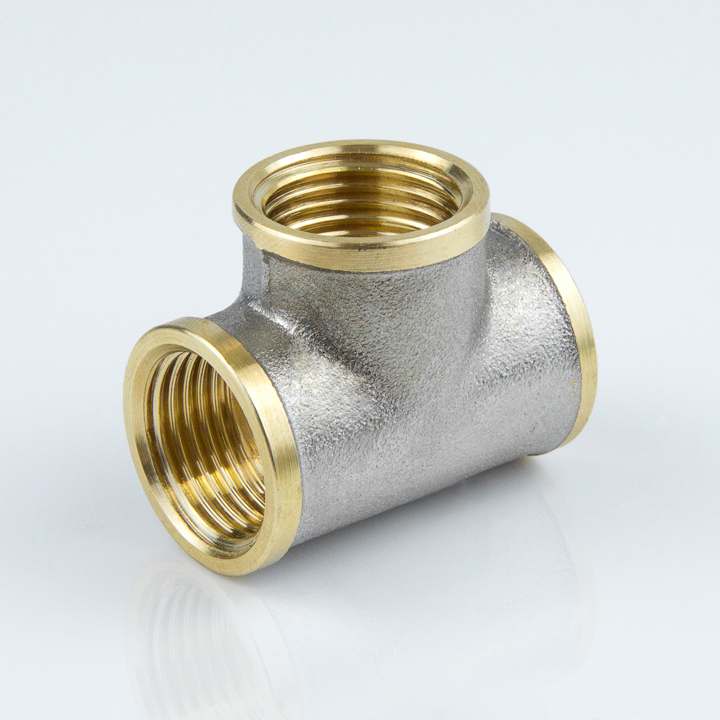Тройник латунь никель Ду 20 (3/4