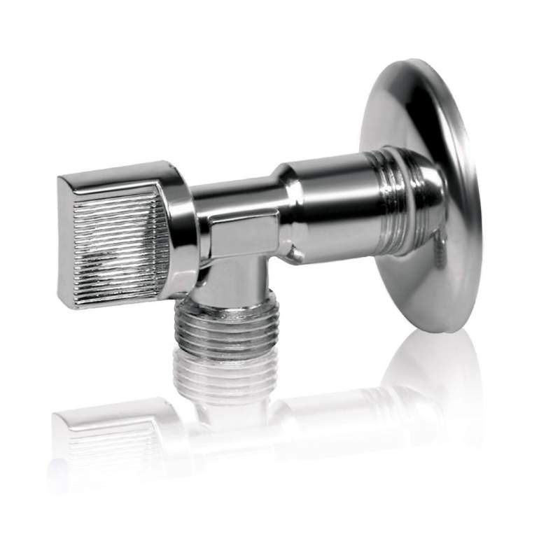 Кран шаровый угловой для смесителя никелированный Ду 1/2