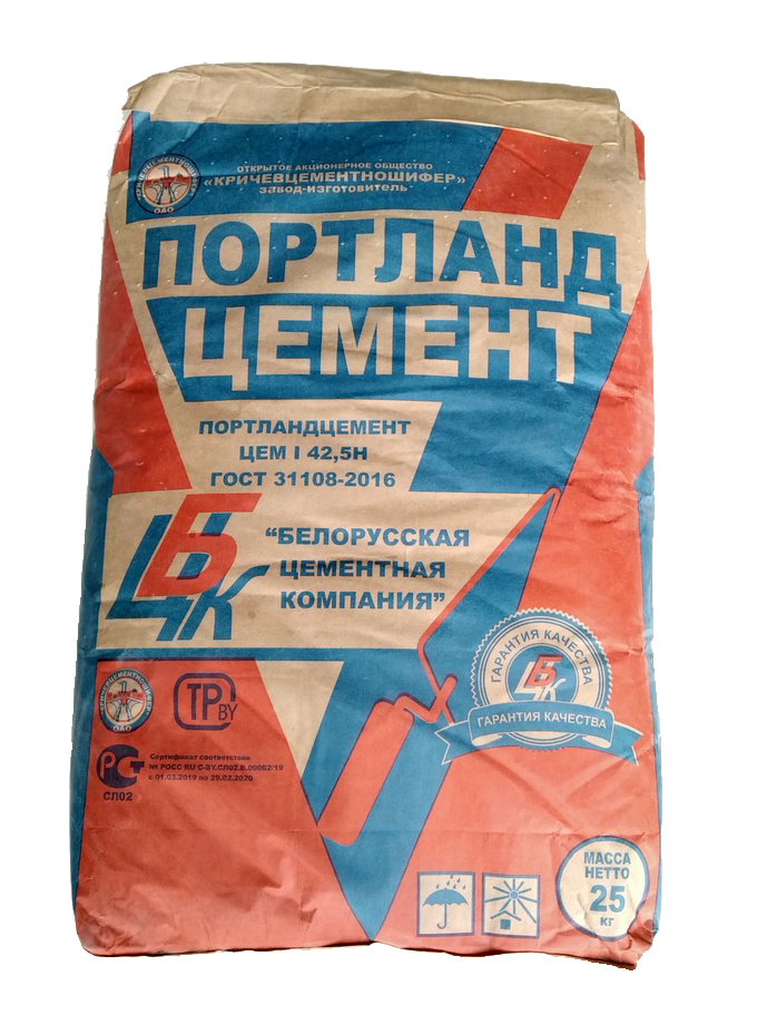 М-ЦЕМ I 42,5-Н   Д-0   Портландцемент в таре по 25 кг, РБ