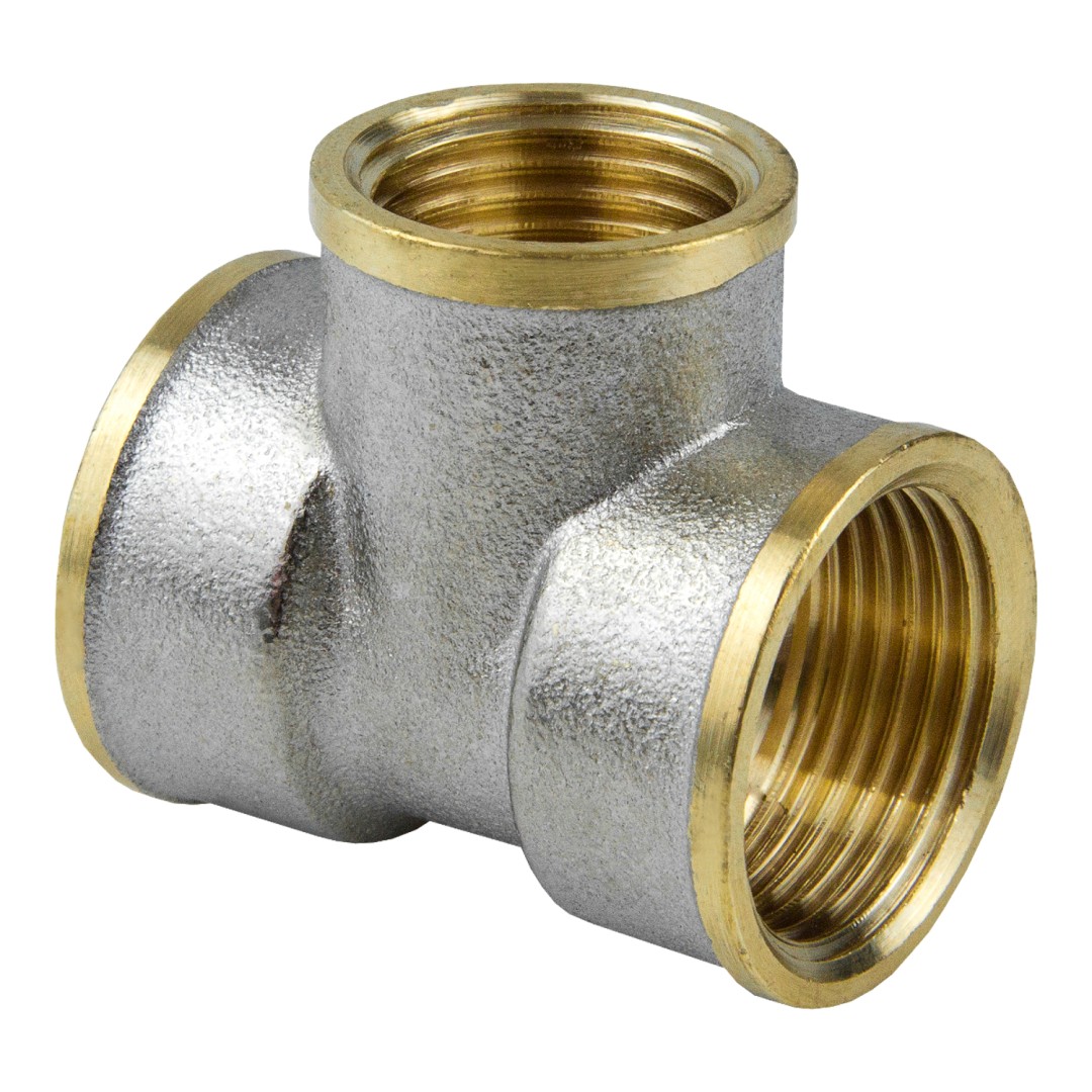 Тройник латунь никель переходн. Ду20х15х20  ВР Aquasfera 9008-01