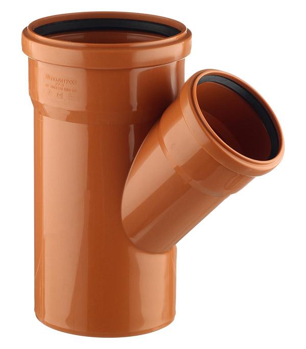 Тройник НПВХ с раструбом коричневый Дн 200х110х45гр б/нап в/к Ostendorf