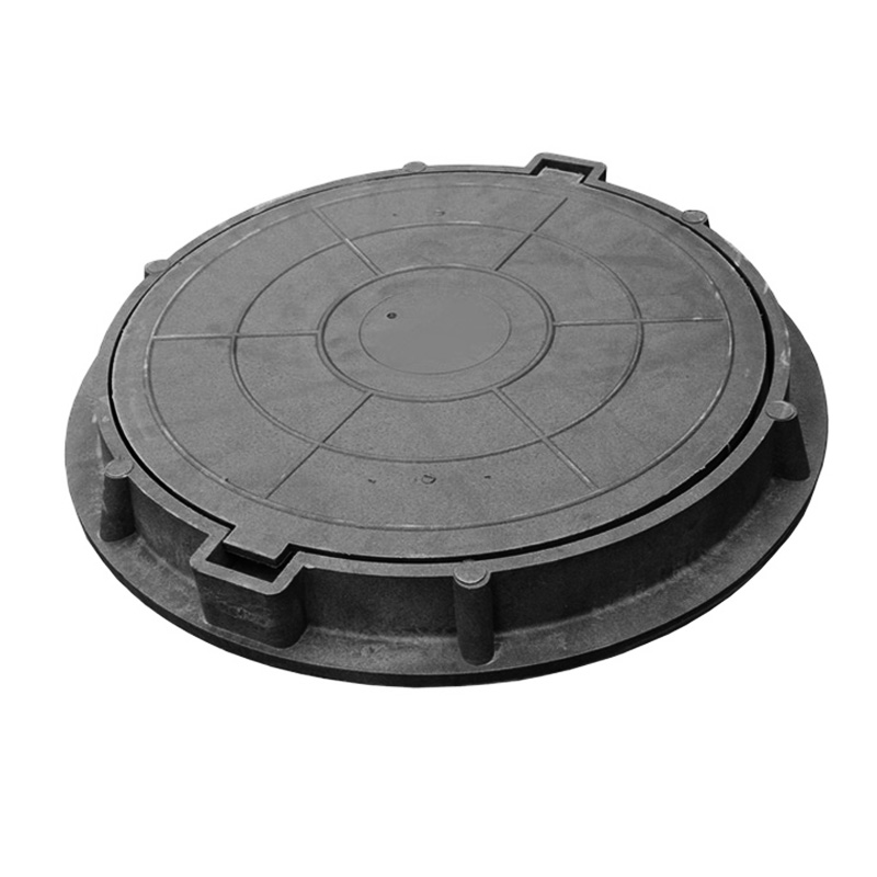 Люк полимерный (легкий садовый) А15 серый/черный 750х580 h=60 15кН m=25кг, РФ (1,5 ТОННЫ)  