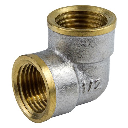 Угольник латунь никель Ду 15 (1/2