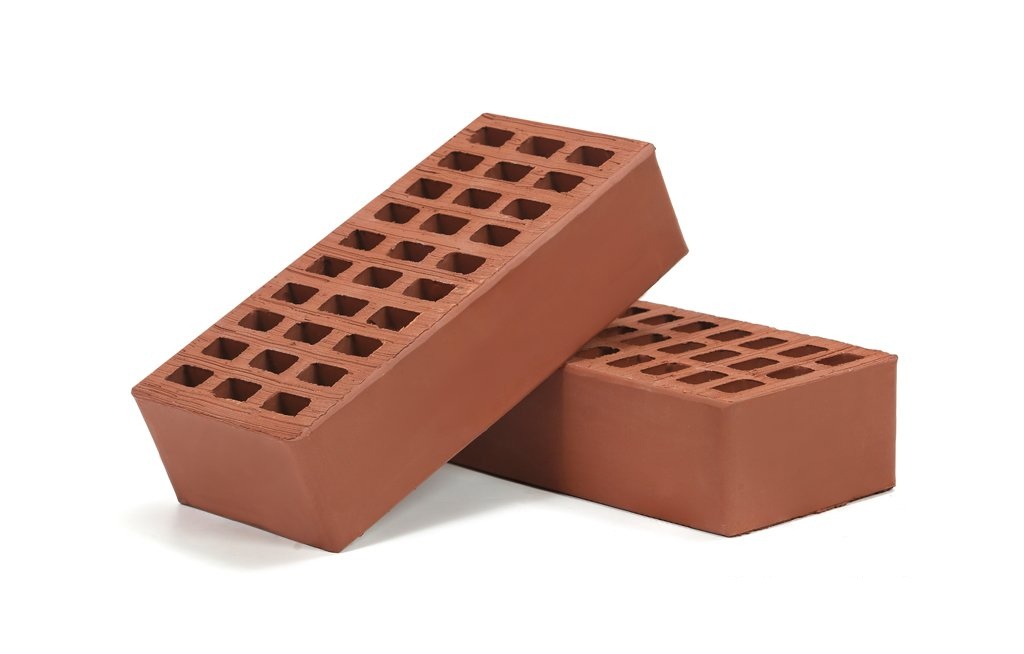 Кирпич керамический лицевой пустотелый одинарный КЛПО-150 темно-красный объемное окрашивание, ОАО 